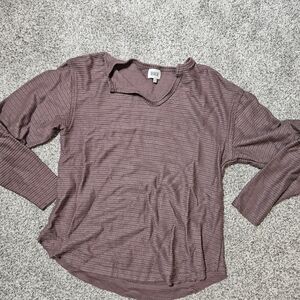 BKE Dusty Rose Textured Long Sleeve Top